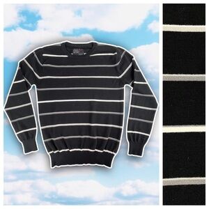 ❤️ XIOS Cotton Pullover Crewneck Striped Sweater Preppy Goth Grandpacore Grunge